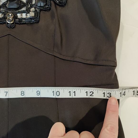 David Meister NWT Black Beaded Neckline Cocktail Dress Size 2 - Picture 11 of 15